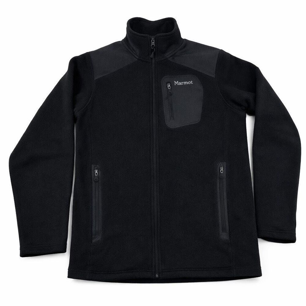 Marmot Full Zip Fleece Jacket XL Black Softshell Trim